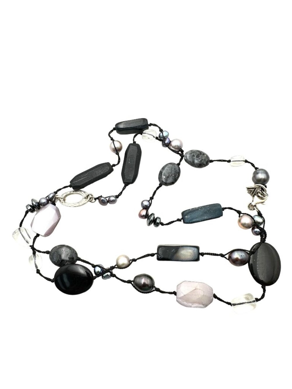 Silpada Womens Necklace N1796 Downtown Necklace Hematite Chalcedony Black Silver